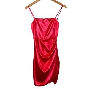 LOVE,‎ NICKIE LEW Fuchsia Satin Mini Dress Size MEDIUM Adjustable Straps NWOT